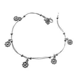 Pulsera plata ley 925m cadena flores colgando [AB0136]