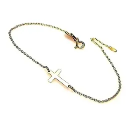 Pulsera plata ley 925m cruz chapada 13mm. cadena rolo. [AB0183]