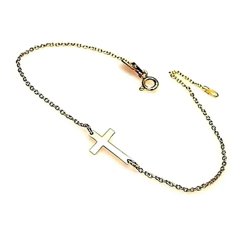 Pulsera plata ley 925m cruz chapada 13mm. cadena rolo. [AB0183]