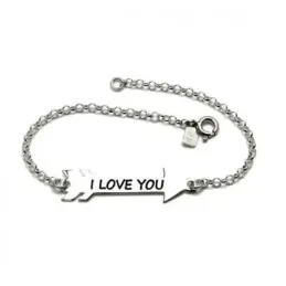 Pulsera plata ley 925m chapa flecha 35mm. I LOVE YOU [AB0194]