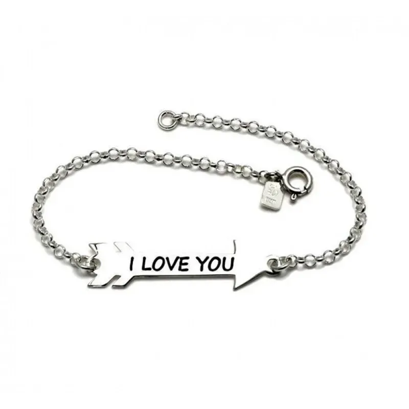 Pulsera plata ley 925m chapa flecha 35mm. I LOVE YOU [AB0194]