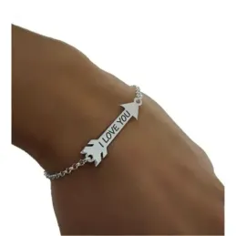 Pulsera plata ley 925m chapa flecha 35mm. I LOVE YOU [AB0194]