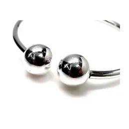 Pulsera plata ley 925m tubo 3mm. bolas lisas 12mm. [AB0195]