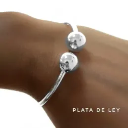 Pulsera plata ley 925m tubo 3mm. bolas lisas 12mm. [AB0195]