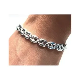 Pulsera plata ley 925m lisa cablabrotes serie  [AB0206]
