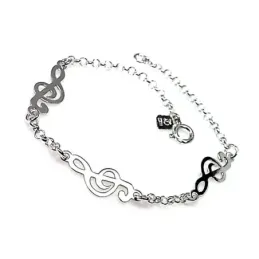 Pulsera plata ley 925m cadena rolo motivos clave sol 20mm. [AB0212]