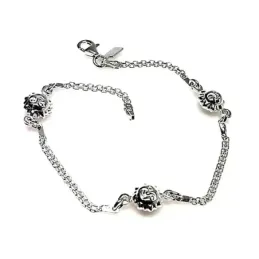 Pulsera plata ley 925m cadena bismark motivos soles [AB0221]
