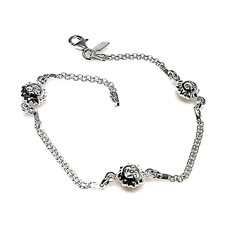 Pulsera plata ley 925m cadena bismark motivos soles [AB0221]