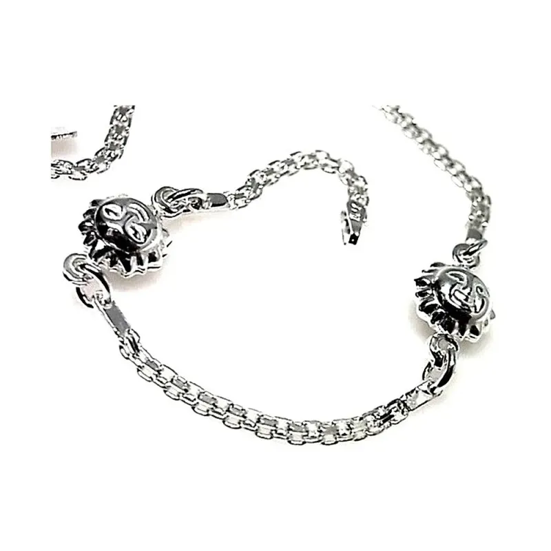 Pulsera plata ley 925m cadena bismark motivos soles [AB0221]