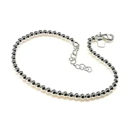 Pulsera plata ley 925m serie bolitas 3mm. [AB0273]