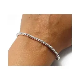 Pulsera plata ley 925m serie bolitas 3mm. [AB0273]