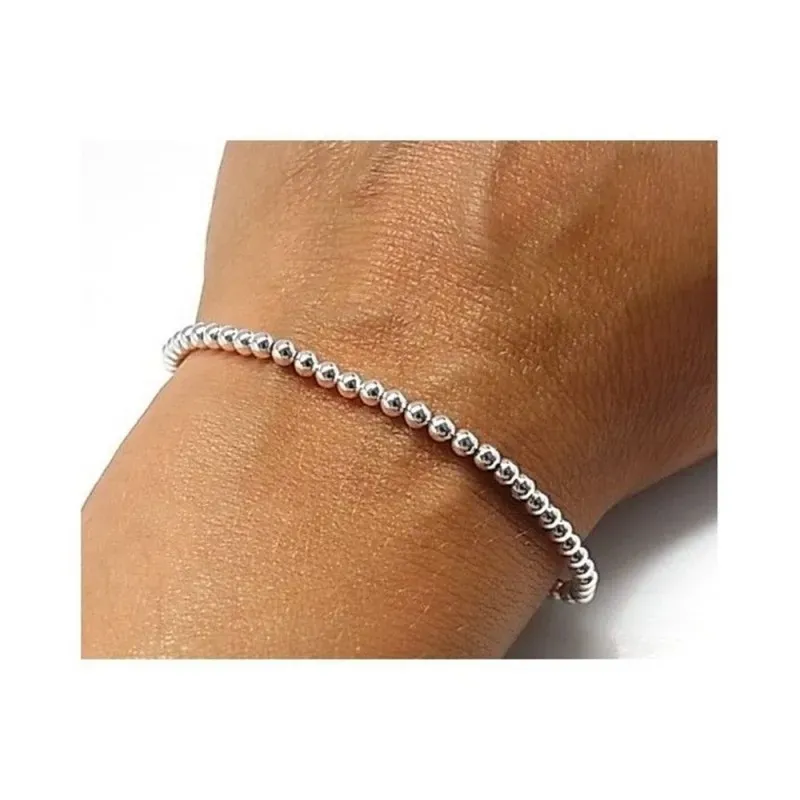 Pulsera plata ley 925m serie bolitas 3mm. [AB0273]