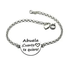 Pulsera plata ley 925m chapa 20mm. ABUELA CUANTO TE QUIERO [AB0278]