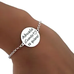 Pulsera plata ley 925m chapa 20mm. ABUELA CUANTO TE QUIERO [AB0278]