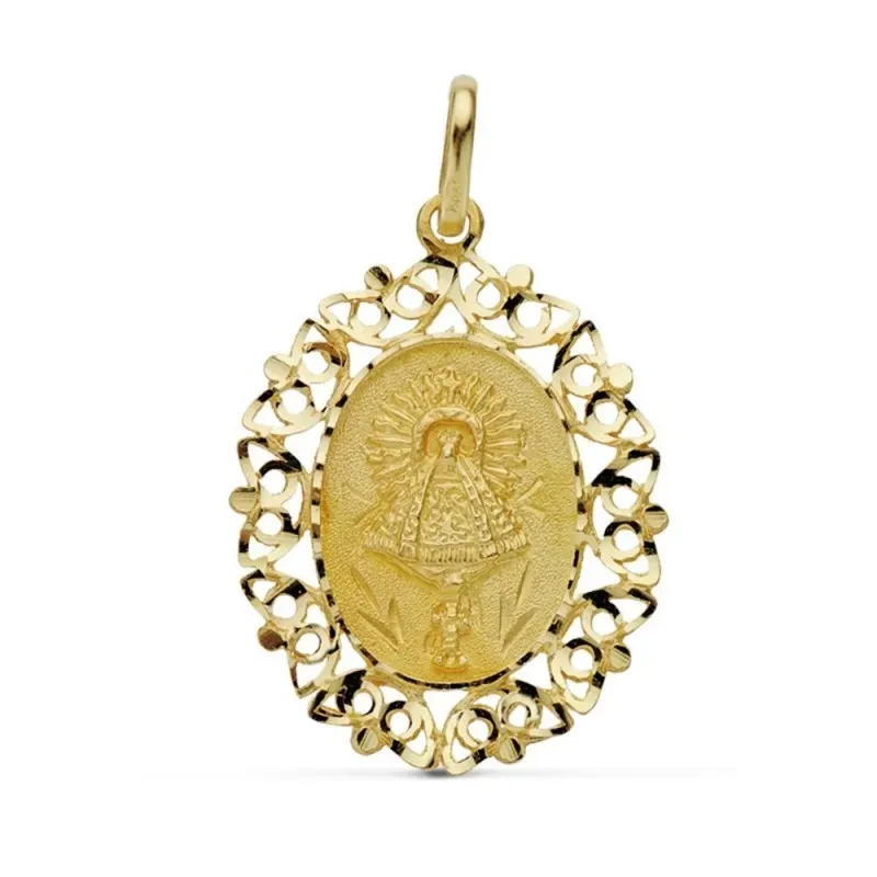 Colgante oro 18k Virgen Pilar 30mm. [AB0718]