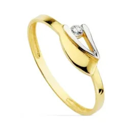 Sortija oro 18k circonita primera comunión [AB0732]