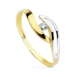 Sortija oro 18k bicolor circonita primera comunión [AB0736]