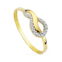 Sortija oro 18k bicolor comunión circonitas primera comunión [AB0755]