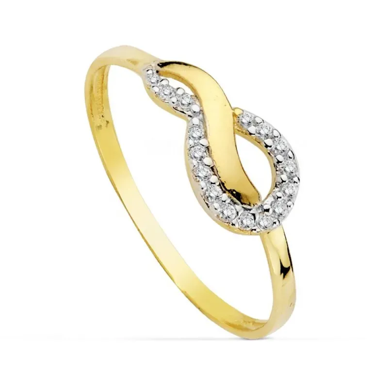 Sortija oro 18k bicolor comunión circonitas primera comunión [AB0755]