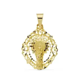 Colgante oro 18k Virgen Pilar orla 36mm. [AB0765]