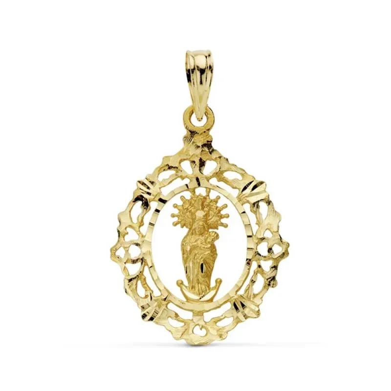 Medalla oro 18k Virgen Almudena orla 27mm. [AB0773]