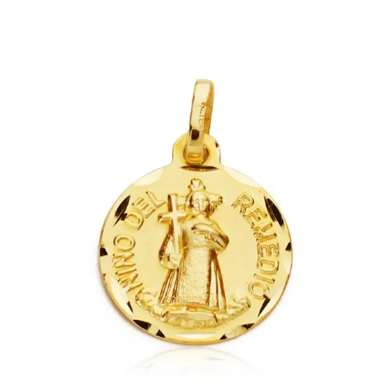 Medalla oro 18k Niño Remedio 14mm. [AB0794]