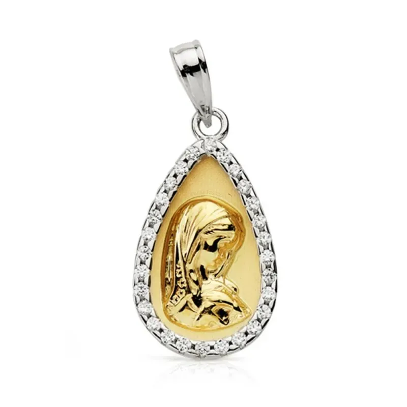Medalla oro 9k Virgen niña 20mm. [AB0804]
