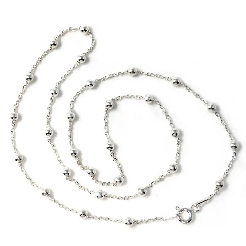 Cadena plata ley 925m 45cm. combinada bolitas 0.35mm. [AB0385]
