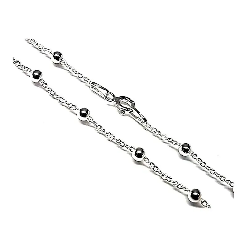 Cadena plata ley 925m 45cm. combinada bolitas 0.35mm. [AB0385]