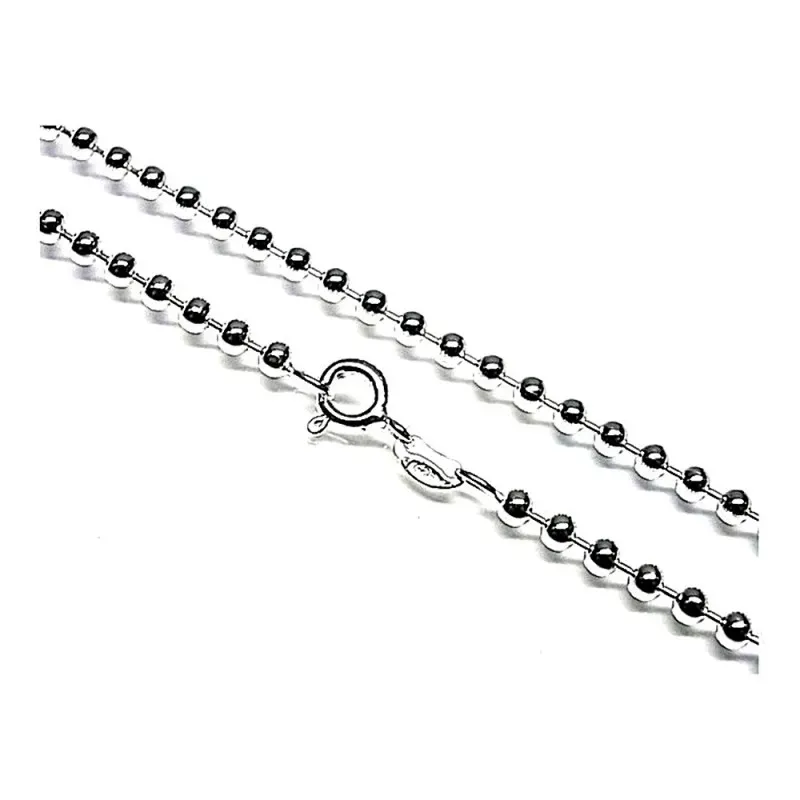 Cadena plata ley 925m lisa 50cm. bolitas 2.50mm. [AB0414]