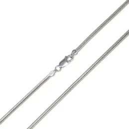 Cadena plata ley 925m lisa 50cm. topo verdadera 2.40mm. [AB0420]