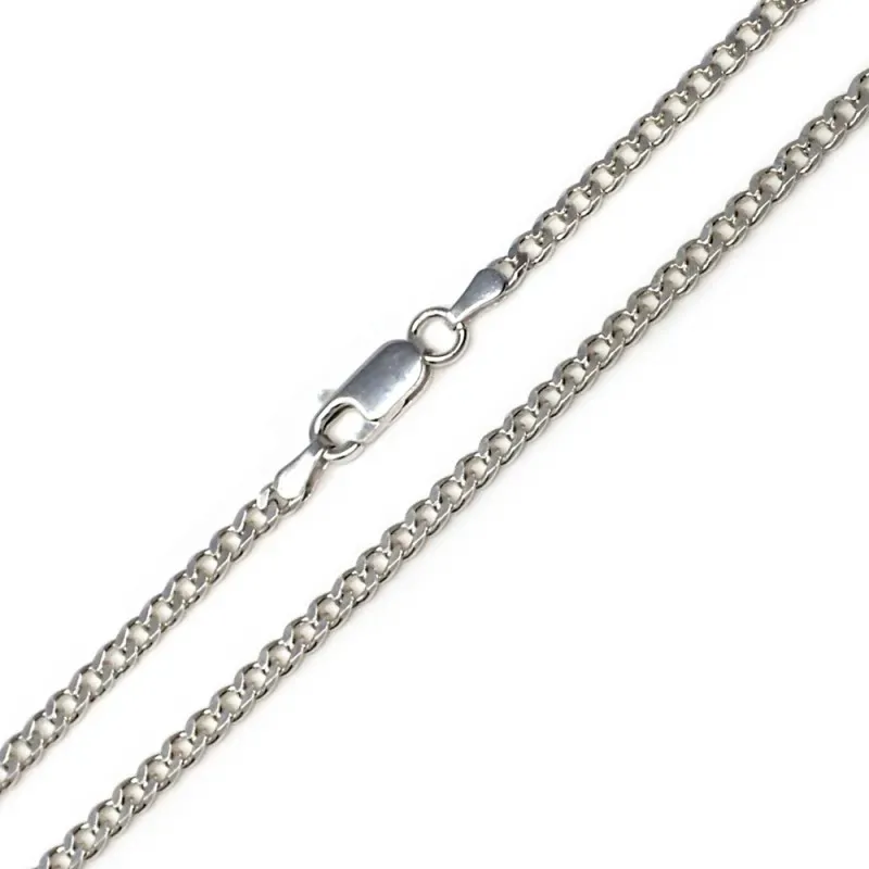 Cadena plata ley 925m lisa 60cm. barbada 0.80mm. [AB0466]