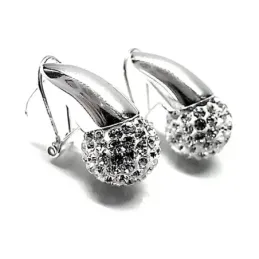 Pendientes plata ley 925m 12mm. bola piedra imitación [AA8923]