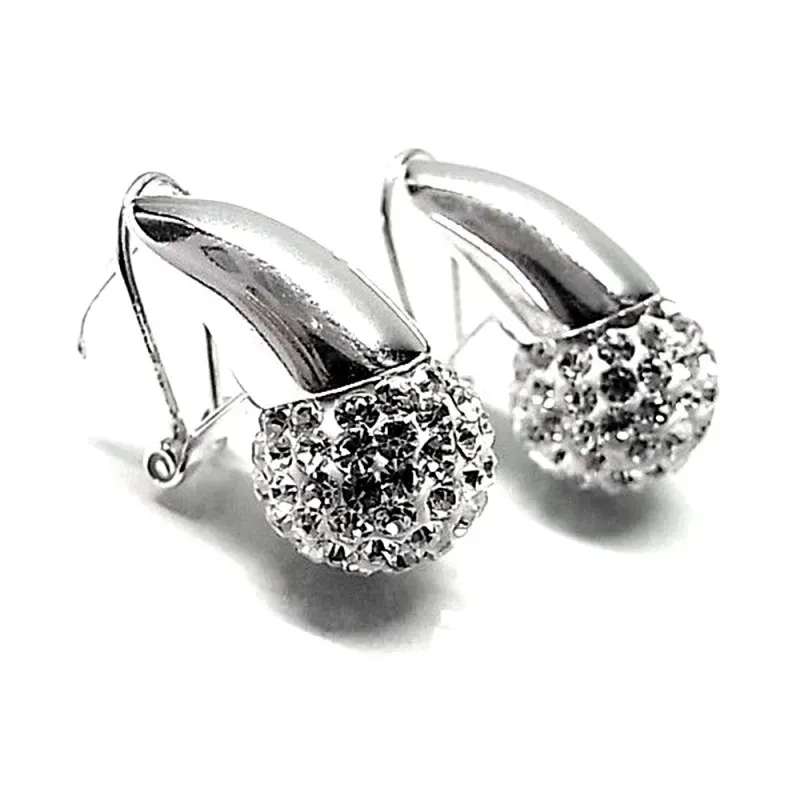 Pendientes plata ley 925m 12mm. bola piedra imitación [AA8923]