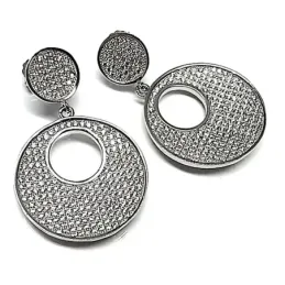 Pendientes plata ley 925m 15mm. circonita microengaste  [AA8961]