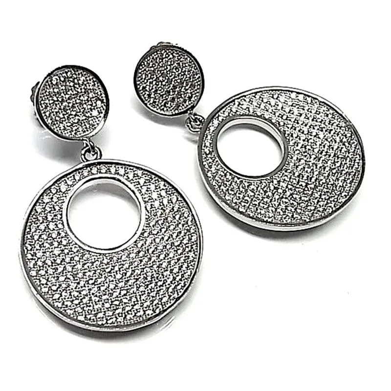 Pendientes plata ley 925m 15mm. circonita microengaste  [AA8961]