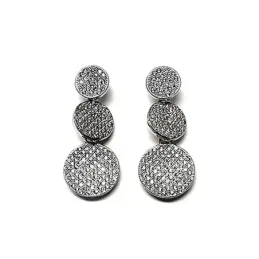 Pendientes plata ley 925m liso 32mm. circonita rodiado [AA9000]