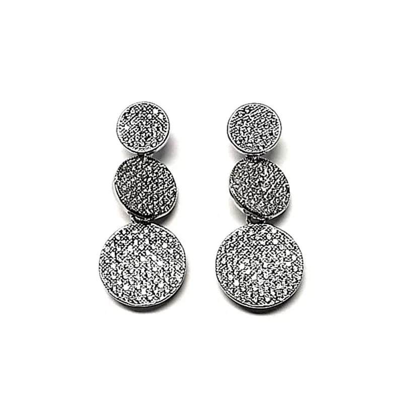 Pendientes plata ley 925m liso 32mm. circonita rodiado [AA9000]