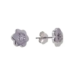 Pendiente plata ley 925m liso 9mm. multipiedra resina flor [AA9172]