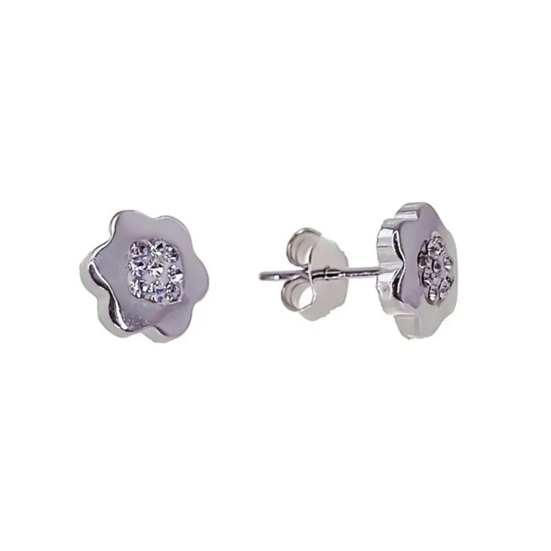 Pendiente plata ley 925m liso 9mm. multipiedra resina flor [AA9172]