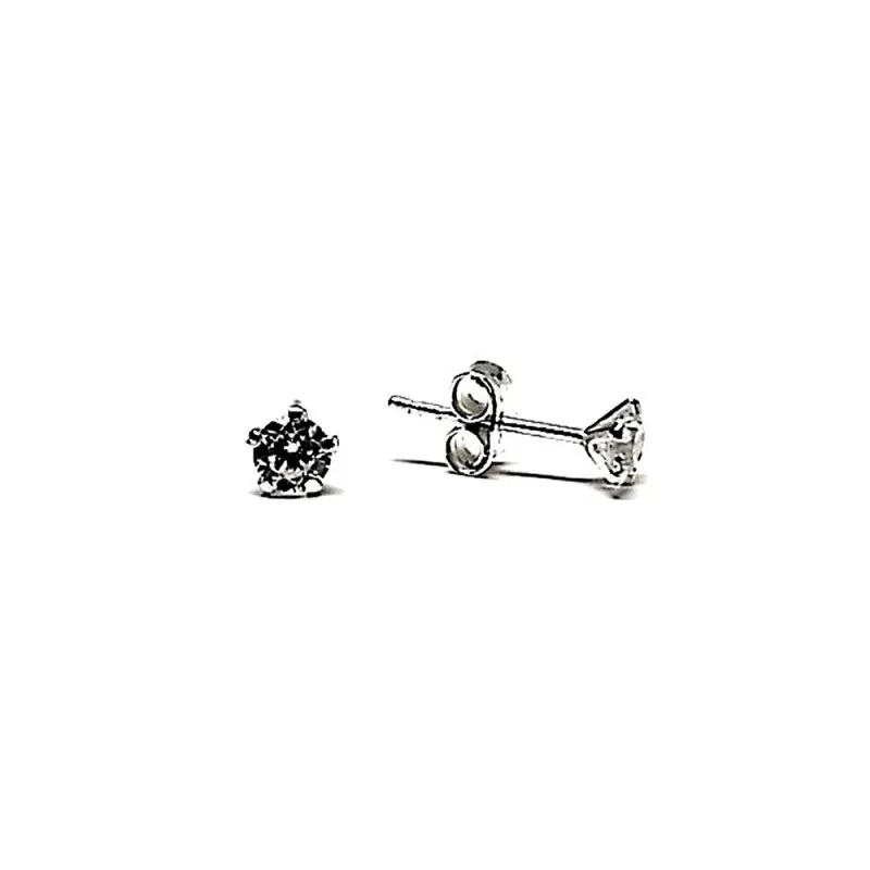 Pendiente plata ley 925m liso 4mm. circonita garra [AA9202]