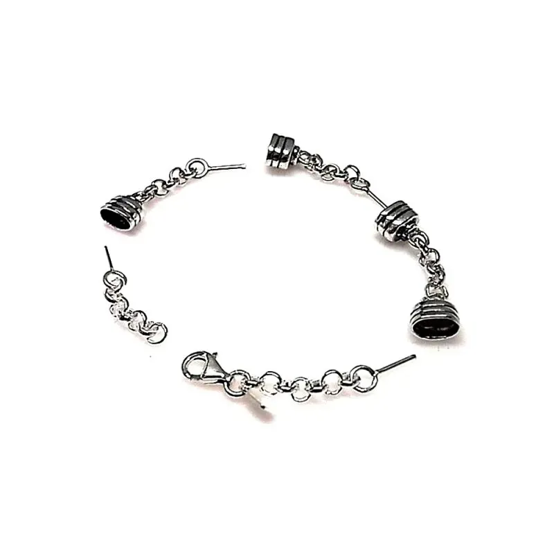 Fornitura plata Ley 925m pulsera colmillos [AB0824]