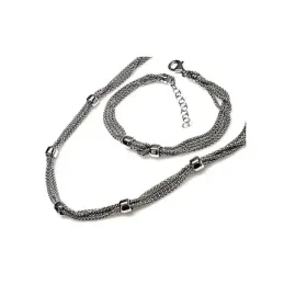 Juego plata Ley 925m pulsera gargantilla [AB0875]