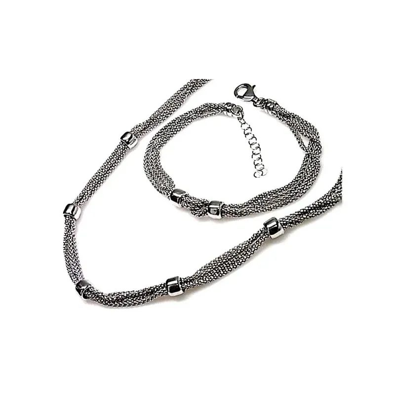 Juego plata Ley 925m pulsera gargantilla [AB0875]
