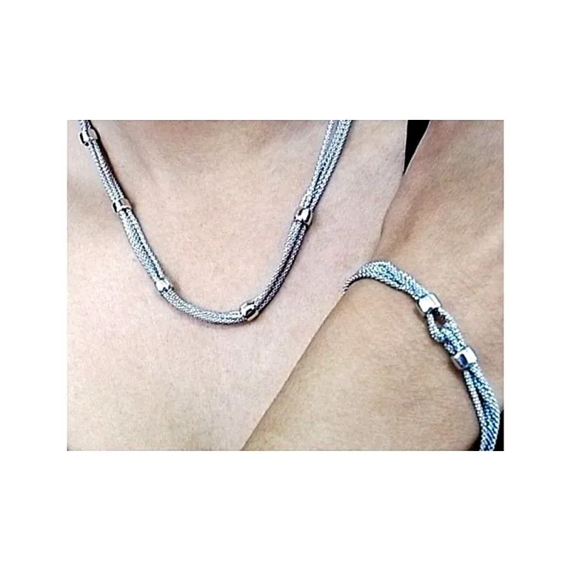 Juego plata Ley 925m pulsera gargantilla [AB0875]