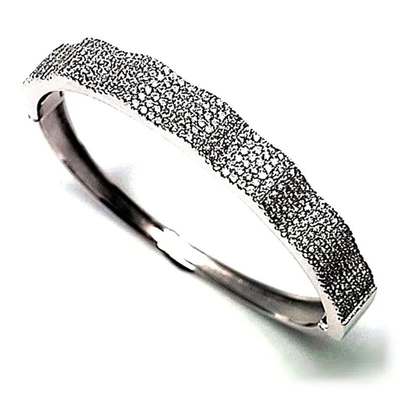 Pulsera brazalete plata Ley 925m rodiado circonitas [AB0919]