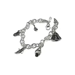 Pulsera plata Ley 925m fetiches 19cm. motivos España [AB0970]