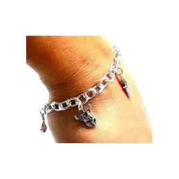 Pulsera plata Ley 925m fetiches 19cm. motivos España [AB0970]