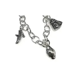 Pulsera plata Ley 925m fetiches 19cm. motivos España [AB0970]