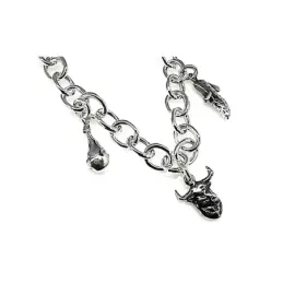 Pulsera plata Ley 925m fetiches 19cm. motivos España [AB0970]